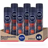 6x 200ml Desodorante Nivea Men Dry Impact Spray