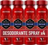 4x 150ml Desodorante Spray Old Spice Captain
