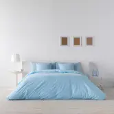 Funda nórdica lino combinado 144 hilos Azul Mar Naturals