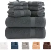 Juego de 8 Toallas de Baño 100% Algodón (550 gsm)