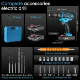 Destornillador de Impacto Inalámbrico + 2 Baterías + Accesorios Destornillador de Impacto Inalámbrico + 2 Baterías + Accesorios