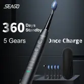 Cepillo de Dientes Eléctrico Seago + 4 Cabezales + interdental + funda