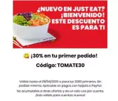 30% de dto. sin mínimo Just Eat 