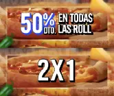 50% de Dto. en TODAS las Pizzas Medianas Roll + 2x1 en Roll y  TODAS las masas 