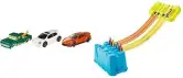 Hot Wheels Pack de 3 vehículos + Track Builder Ilimitado con Lanzador