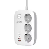 Regleta Multifunción 3 Enchufes + 4USB