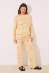 Pijama largo 100% algodón Snoopy amarillo