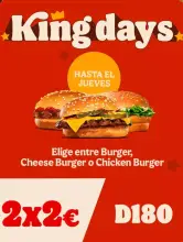 2 Cheese Burger o Chicken Burger en Burger King
