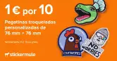 10 Pegatinas troqueladas personalizadas 76x76mm con envío gratis