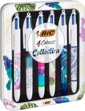 6x Bolígrafos de punta media BIC Decors Botanical y Tie Dye