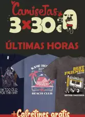 3x Camiseta (a elegir entre TODAS) + Calcetines GRATIS 3x Camiseta (a elegir entre TODAS) + Calcetines GRATIS