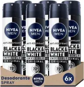 6x 200 ml Desodorante Spray Nivea Men Black & White Invisible Original