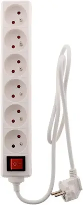 Regleta de 6 enchufes con cable e interruptor  