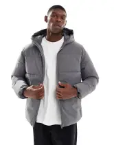 Chaqueta gris acolchada con capucha Jack & Jones Chaqueta gris acolchada con capucha Jack & Jones