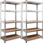 2x Estantería metálica de acero galvanizado 180x90x40cm