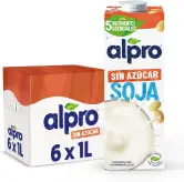 6x 1L Bebida Vegetal de Soja Alpro sin Azúcar