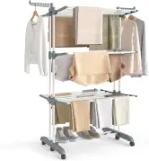 Tendedero plegable de 4 niveles con ruedas
