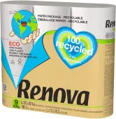 9 Rollos Papel Higiénico Renova Recycled 9 Rollos Papel Higiénico Renova Recycled