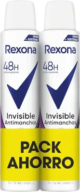 2x 200ml Desodorante Rexona Invisible antimanchas