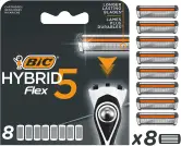 8 Cuchillas recambio de afeitar BIC Hybrid 5 Flex 8 Cuchillas recambio de afeitar BIC Hybrid 5 Flex