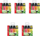 5x Estuche Marcador fluorescente de 4-4 colores STABILO