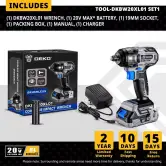 Llave de impacto eléctrica sin escobillas Deko 20V MAX 350Nm