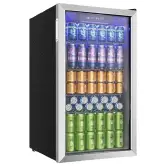 Frigorífico con puerta de cristal 90L Inox.