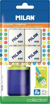 Blister sacapuntas Collection School + 4 Gomas de borrar 430