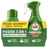 Lavavajillas a mano poder 3en1 limón spray + recarga Fairy 1000 ml.