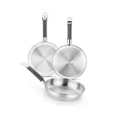 Set de 3 Sartenes Acero Inoxidable 18/10 (20-24-26 cm) BRA Master
