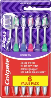 6x Cepillo de dientes medio Colgate ZigZag