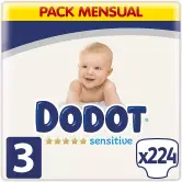 Dodot Pañales Bebé Sensitive Talla 3 (6-10 kg) - 224 Pañales