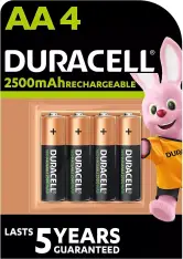 Pack 4 pilas recargables Duracell AA 2500mAh