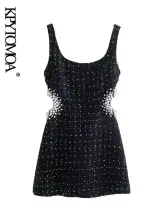 KPYTOMOA-minivestido Vintage de Tweed