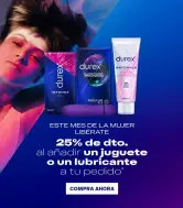 25% de Dto. al añadir un juguete o lubricante a tu pedido en Durex