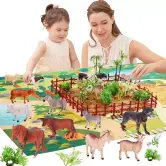 Juguete de figuras de animales con tapete de juego