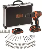 Taladro percutor Black+Decker + 80 Acc + 2 Bat + Maletín