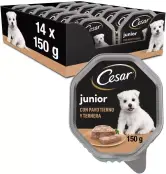 14x 150gr Tarrinas comida húmeda Cesar pavo y ternera para cachorros