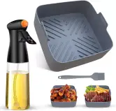 BAZIN Molde Cuadrado de Silicona para Freidora de Aire + Pulverizador de aceite + Pincel d BAZIN Molde Cuadrado de Silicona para Freidora de Aire + Pulverizador de aceite + Pincel d