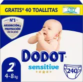  Dodot Sensitive T2 + 240 pañales y 40 toallitas gratis