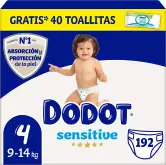 192 Pañales Pack Mensual Dodot Bebé Sensitive Talla 4