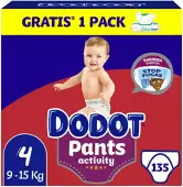 Pañales Dodot Activity Pants T4 + 135 + 48 Aqua Pure (mes)