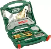 Set de brocas y puntas X-Line de titanio de Bosch con 70 uds. y accesorios para taladro y destornillador.