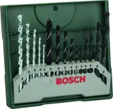 Set 15 uds. Brocas Mini-X-Line Bosch para madera, mampostería y metal