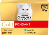 "Comida húmeda gourmet para gatos: Purina Gourmet Gold Fondant, pack de 96 latas"