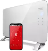 Radiador Cristal Eléctrico WiFi, Termostato, Apto para Baños, Blanco, Gridinlux Homely Radiador Cristal Eléctrico WiFi, Termostato, Apto para Baños, Blanco, Gridinlux Homely