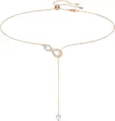 Collar Y-Swarovski Infinity mujer, baño oro rosa, cristales pavé - Colección Swarovski Infinity.