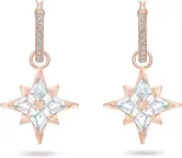 Pendientes Swarovski Symbolic aro estrella, blancos, bañados oro rosa