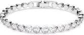 Pulsera Tennis Mujer Baño Rodio y Cristales Blancos Swarovski Tennis