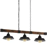 Lámpara colgante EGLO OLDBURY: vintage e industrial, acero y madera, 3 bombillas, L 118 cm Lámpara colgante EGLO OLDBURY: vintage e industrial, acero y madera, 3 bombillas, L 118 cm